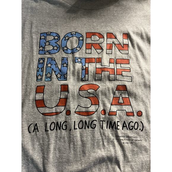 Vintage Shoebox Greetings “Born In The U.S.A. (A Long, Long Time Ago)” Tee Gray - Picture 5 of 8